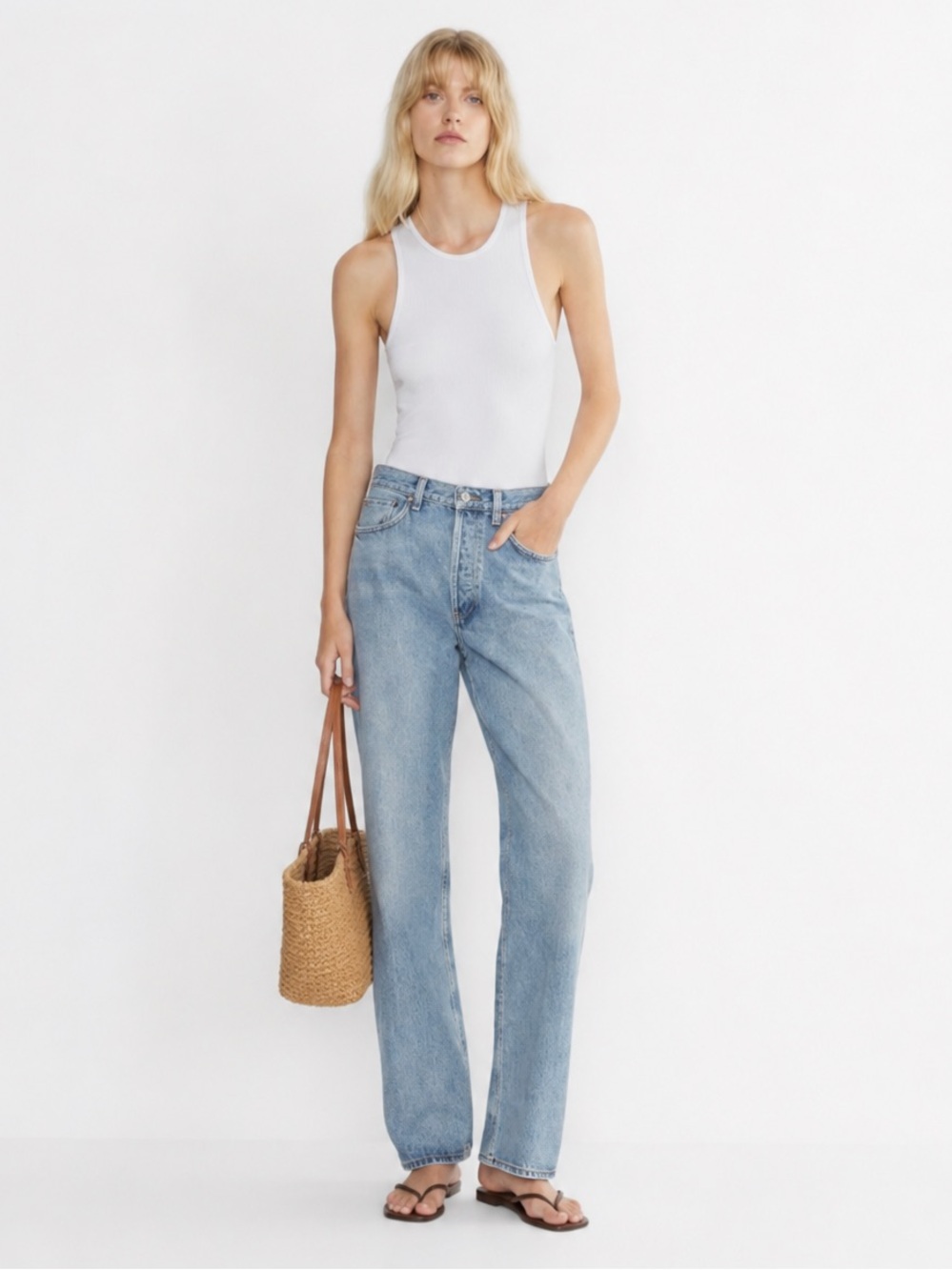 AGOLDE Kelly Relaxed Straight Jeans 23 NWT High Rise Light Wash Denim